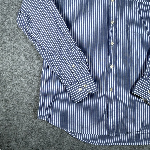 R & G London Shirt Men's X-Large Button Down Dress Blue White Striped Cotton - Picture 3 of 15